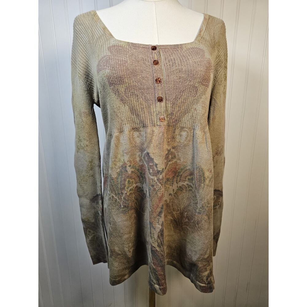 One World Fit & Flare Bohemian Babydoll Blouse Women’s Size M Gypsy Whimsy